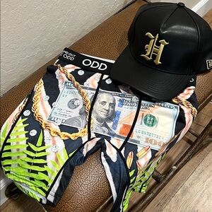 Brand New Defend Hawaii Black Leather with Gold “H” Spear A-Frame Baseball Cap!